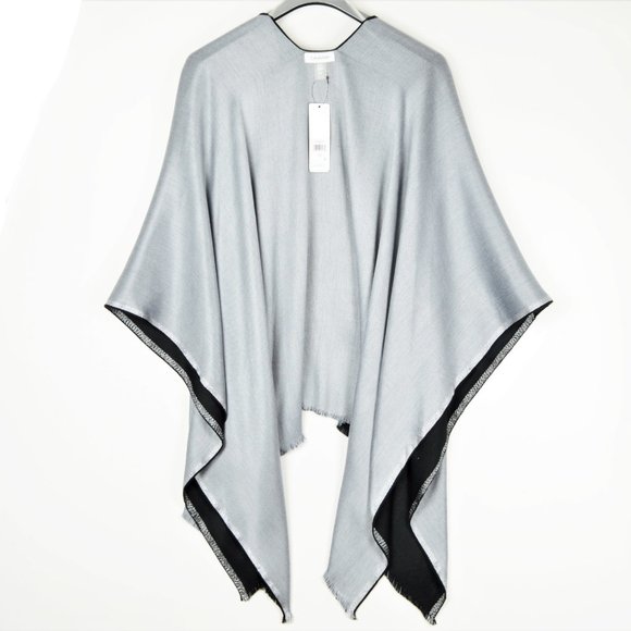 NWT Calvin Klein Reversible Shawl Black/Grey Shawl - Picture 6 of 9